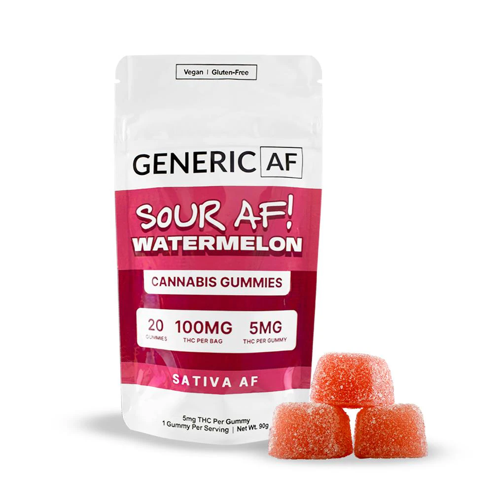 Generic AF - Sour Watermelon | Generic Gummies | 20-Pack | 100mg Main Image