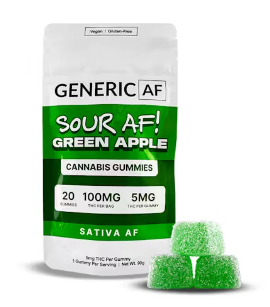 Generic AF - Sour Green Apple | Generic Gummies | 20-Pack | 100mg Main Image