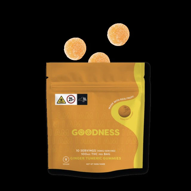 GOODNESS - Goodness | Ginger Turmeric Gummies 100MG THC per bag (10 mg/serving) Main Image
