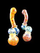 Glass - 7" Fritted & Gold Fumed Double Ring Bubbler
