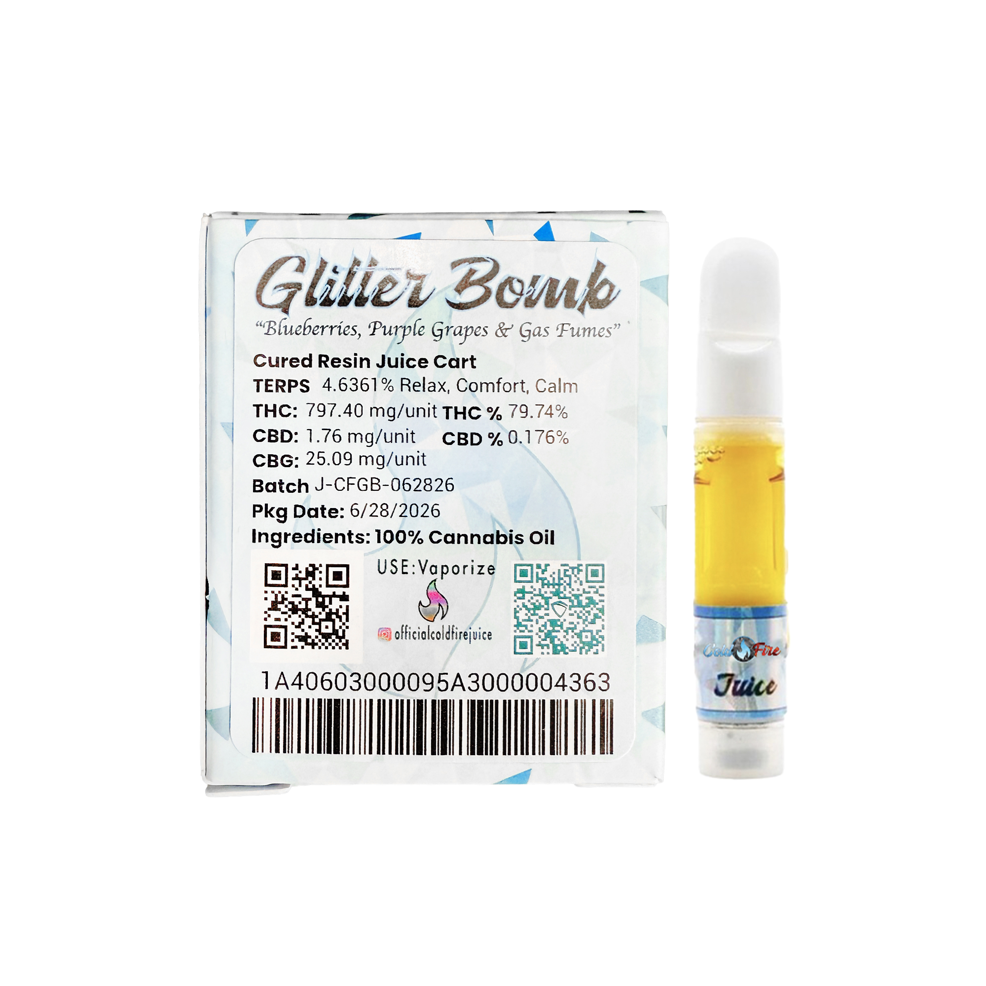 ColdFire Glitter Bomb Cured Resin Juice Cartridge 1.0g