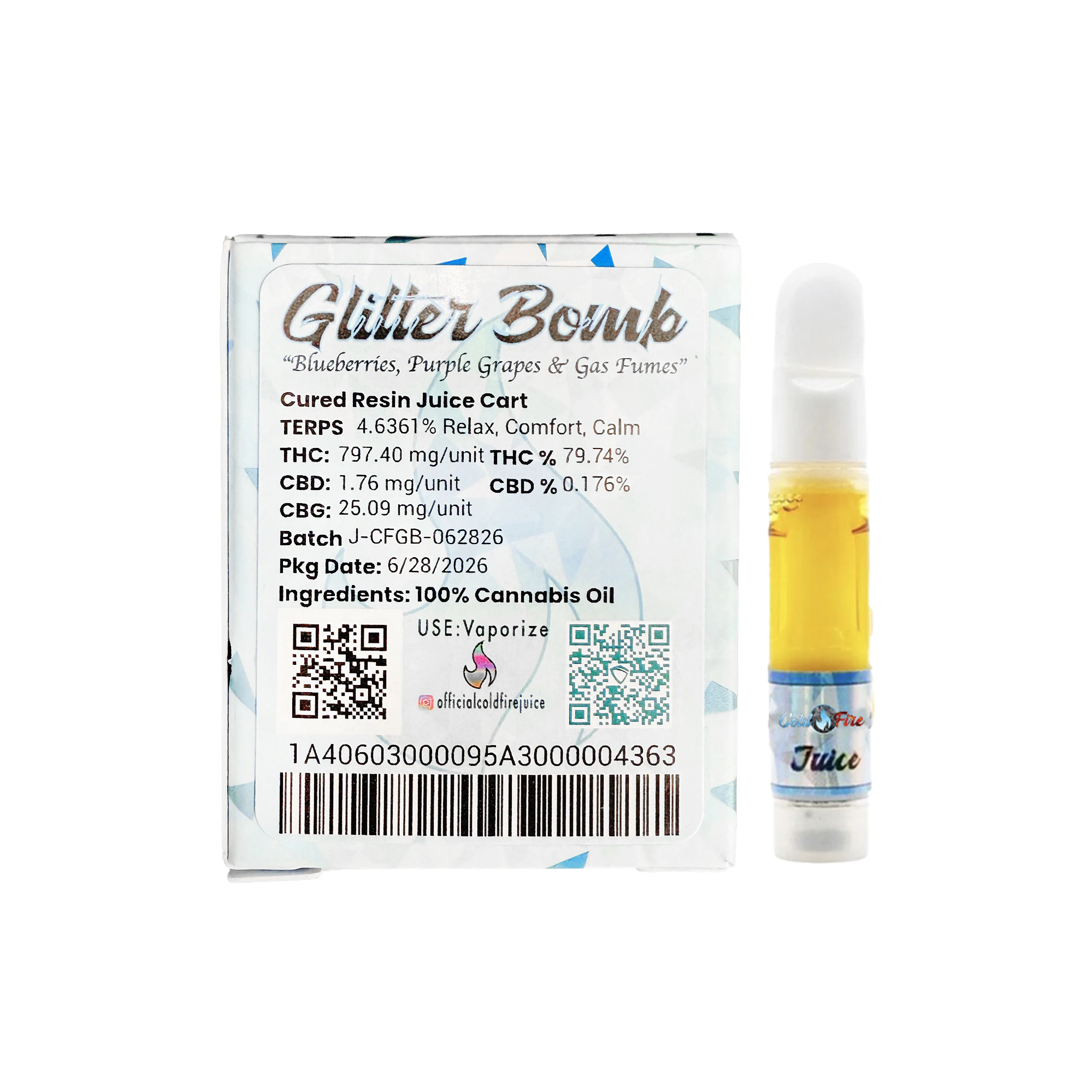 COLD FIRE - ColdFire Glitter Bomb Cured Resin Juice Cartridge 1.0g Main Image