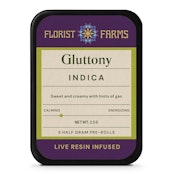 Gluttony | Live Resin Infused Pre-rolls | .5g/5pk | Florist Farms