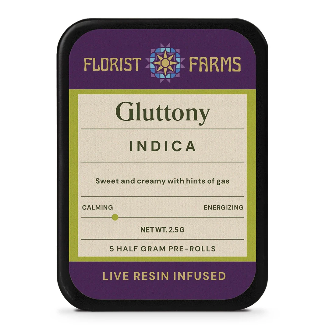 Florist Farms - Gluttony | Live Resin Infused Pre-rolls | .5g/5pk | Florist Farms Main Image