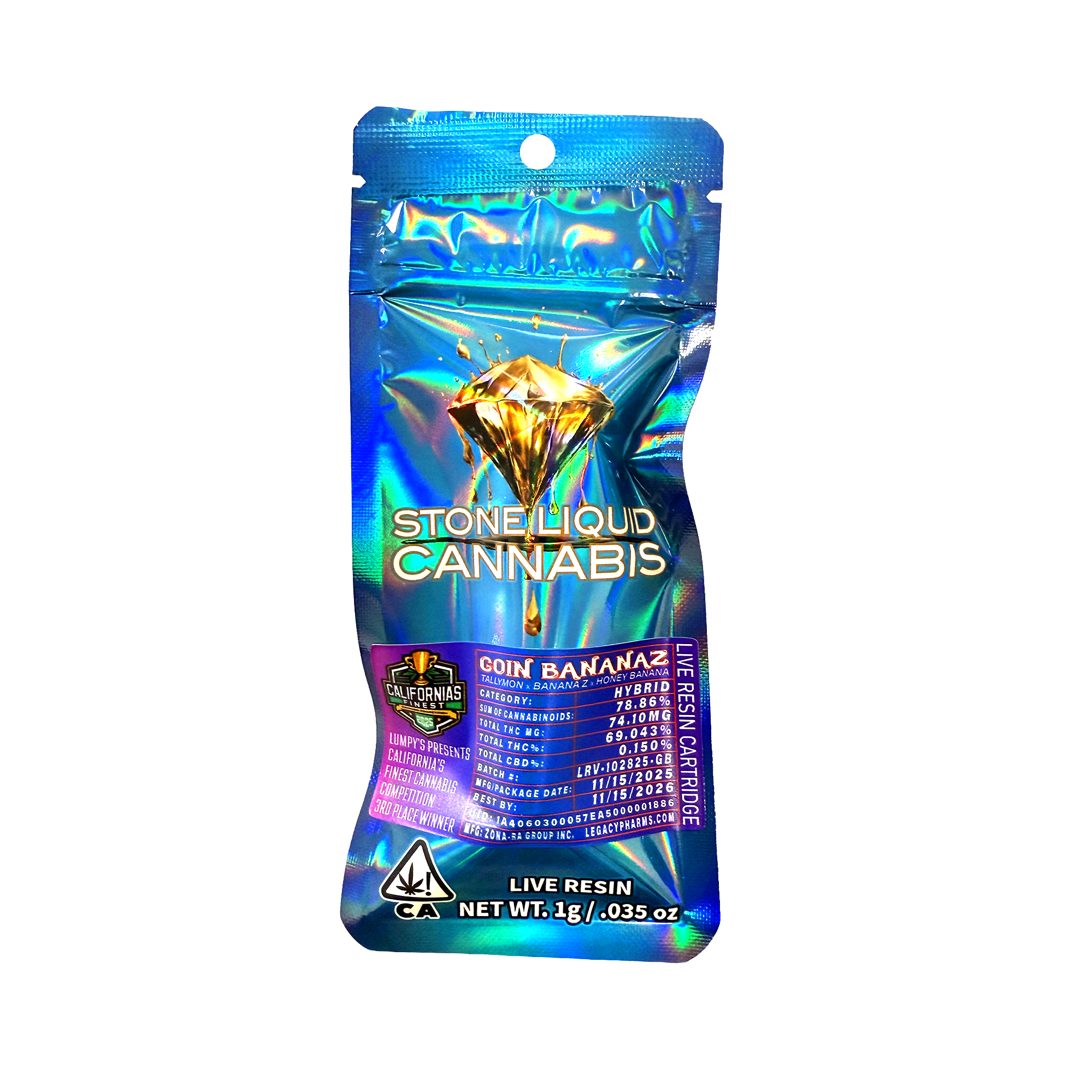 Stone Liquid Goin Bananaz Live Resin Vape Cartridge 1.0g