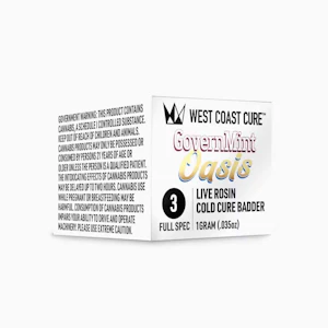 West Coast Cure - Governmint Oasis Tier 3 Live Rosin Cold Cure Badder 1g
