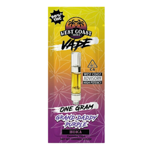 West Coast Treez - Grand Daddy Purple (I) | 1g Cart Vape | West Coast Treez