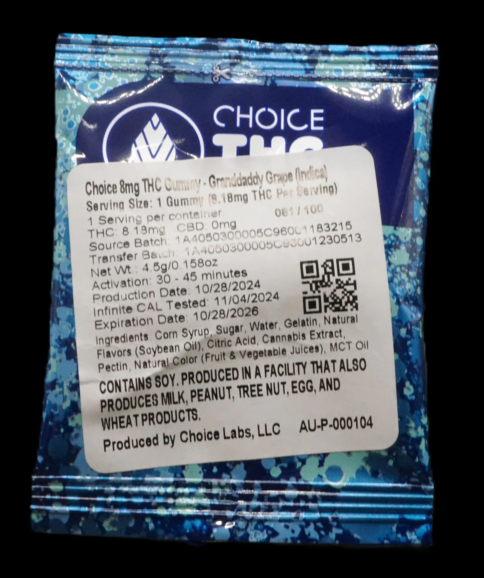 Choice Labs - Choice - 8mg Single Gummies - Granddaddy Grape (Indica) Main Image