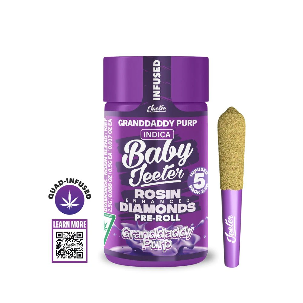 Jeeter - Granddaddy Purp 5pk Infused Prerolls (2.5g total/.5g each) - JEETER Main Image
