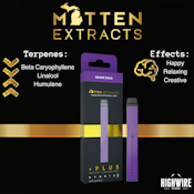 Mitten Extracts Disposable Grape Zaza Distillate + Live Resin Terps 1g