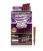 Hemp Pre-rolled Cones with Glass Tips - Grape - Mini Size (4pk)