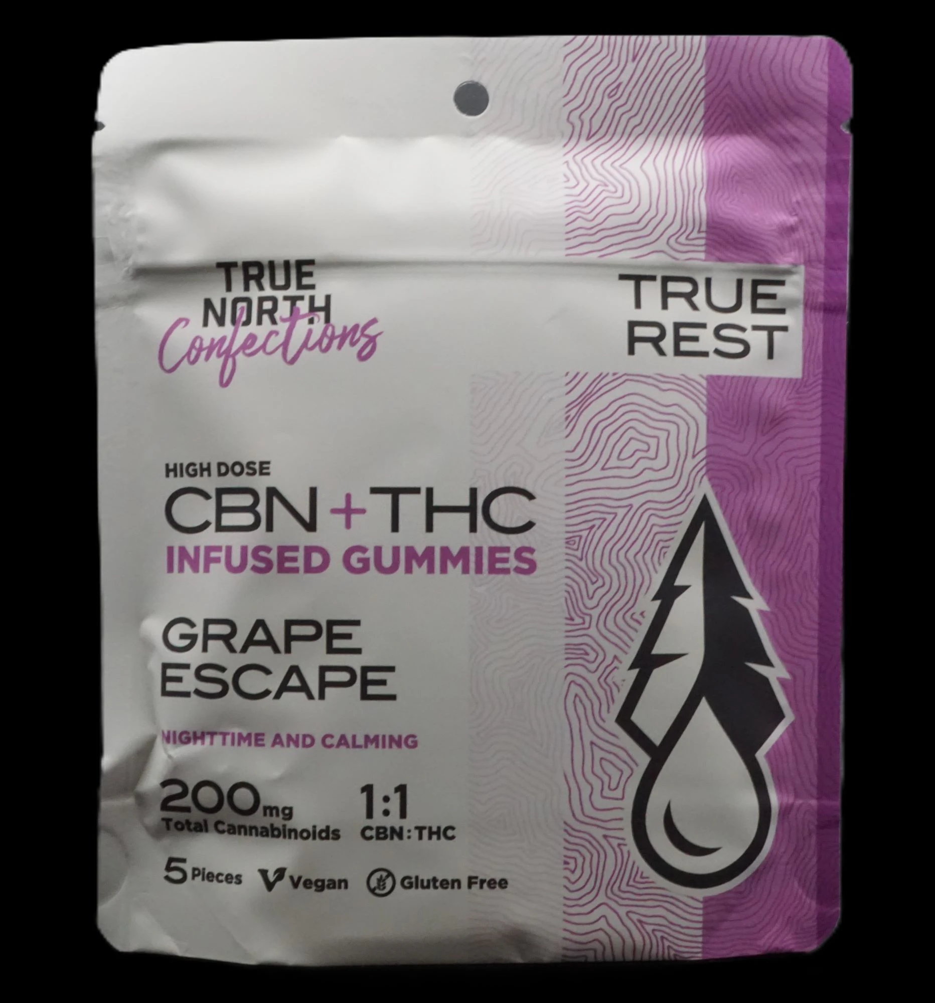 True North - 200mg Grape Escape THC Gummies 5x20mg 1:1 THC/CBN Main Image