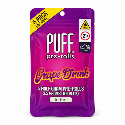 PUFF - Grape Drink – Indica – 29.44% THC | 2.5g (Pre-Rolls, 5 Pack) | PUFF  -K10 BACK