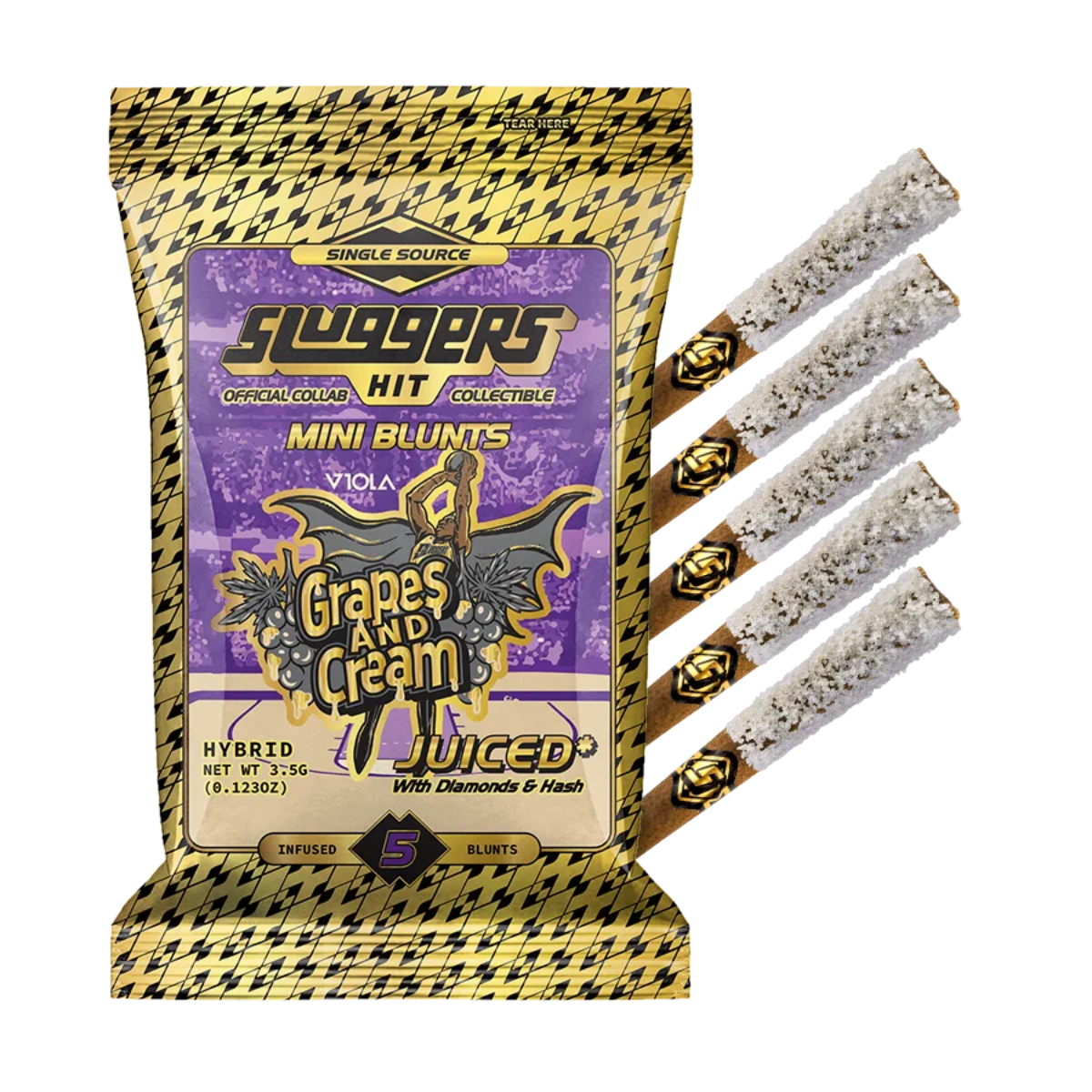 Sluggers Hit - Grapes & Cream (H) | .7g 5pk Mini Blunt Infused Prerolls | Sluggers Main Image