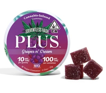 PLUS  - PLUS Grapes N' Cream Solventless Gummies 10pk