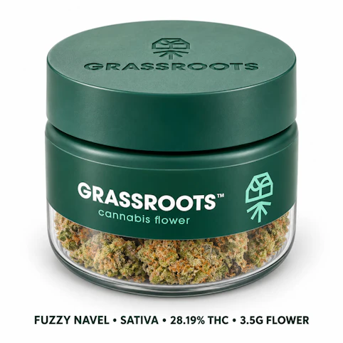 Grassroots - Fuzzy Navel – Sativa – 28.19% THC | 3.5g Whole Flower | Grassroots    -BB8 BACK