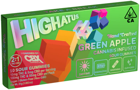 HIGHATUS - Highatus | Green Apple Gummies | 100mg THC / 50mg CBD (10pk) | Sativa