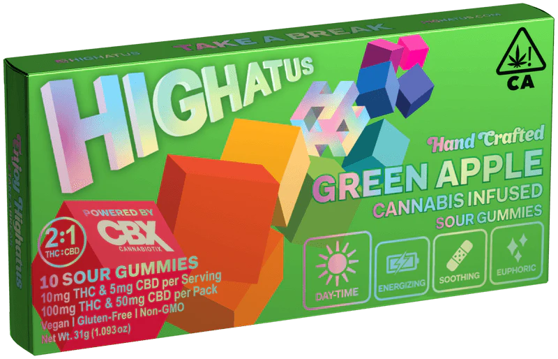 Highatus - Highatus | Green Apple Gummies | 100mg THC / 50mg CBD (10pk) | Sativa Main Image