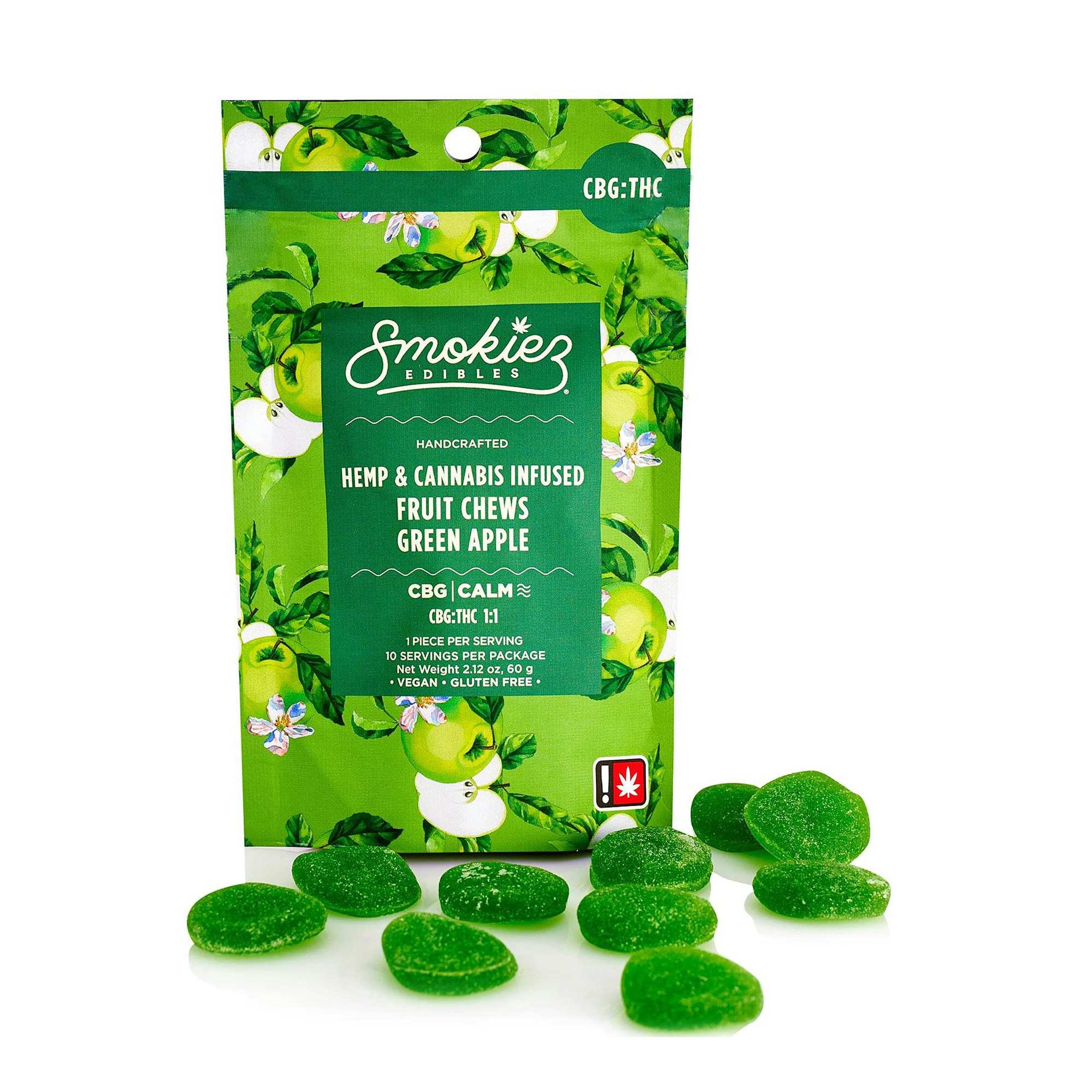 SMOKIEZ - Smokiez Green Apple THC:CBG 1:1 Fruit Chews 200mg Main Image