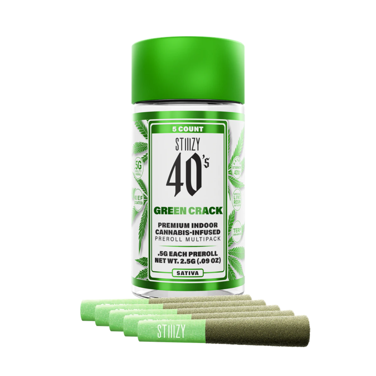 STIIIZY - Green Crack (S) | 0.5g 5pk Multi Pack Infused 40s Prerolls | Stiiizy Main Image