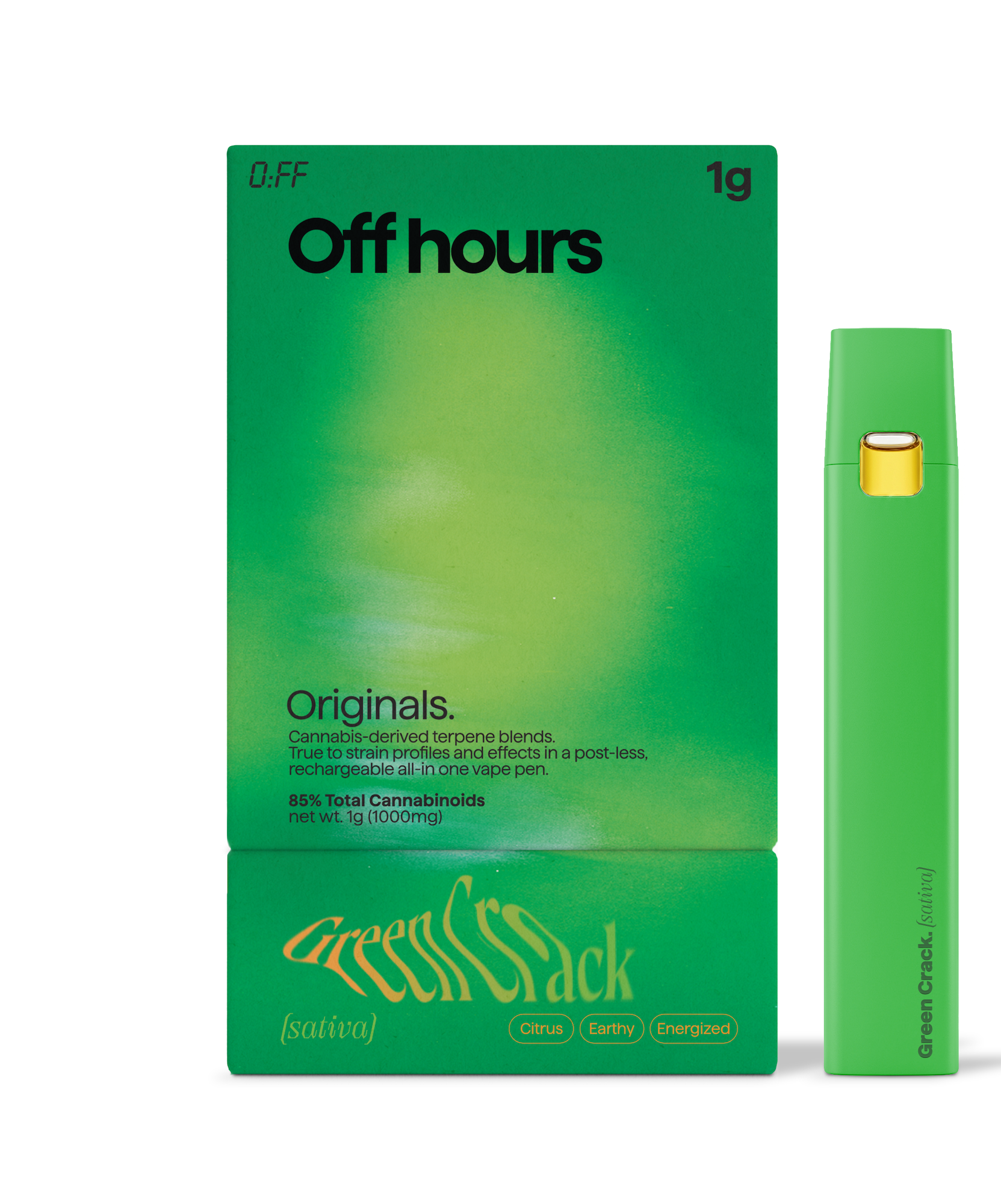 Off Hours - Green Crack - 79.20% THC - 1.0g - AIO Vape Pe...