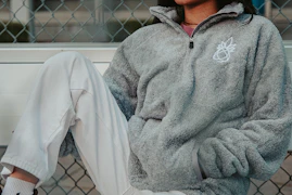 (XL) Humble Root Women's Grey Sherpa Crop Hoodie