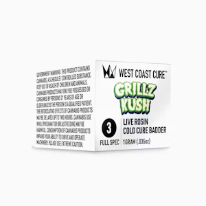 West Coast Cure - Grillz Kush Tier 3 Live Rosin Cold Cure Badder 1g