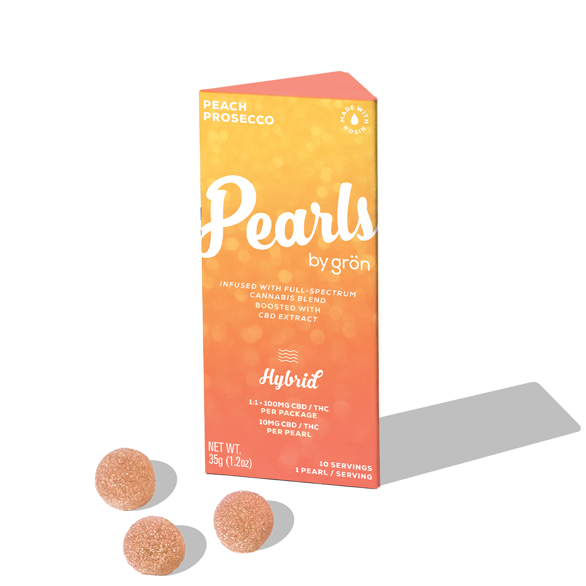 Peach Prosecco Pearls 1:1 (CBD) - 100mg Edible