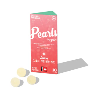 GRON - Lychee Limeade "Pearls" Gummies | 10pc 300mg 1:1:1 (THC:THCV:CBC)