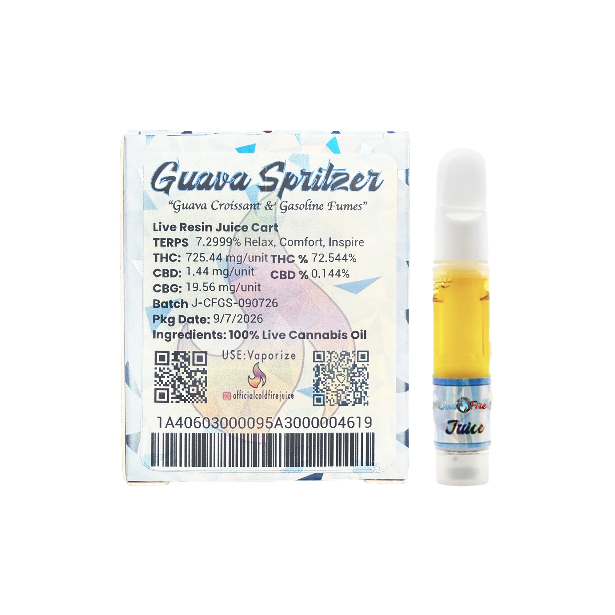 COLD FIRE - ColdFire 'Guava Spritzer' Live Resin Juice Cartridge 1.0g Main Image