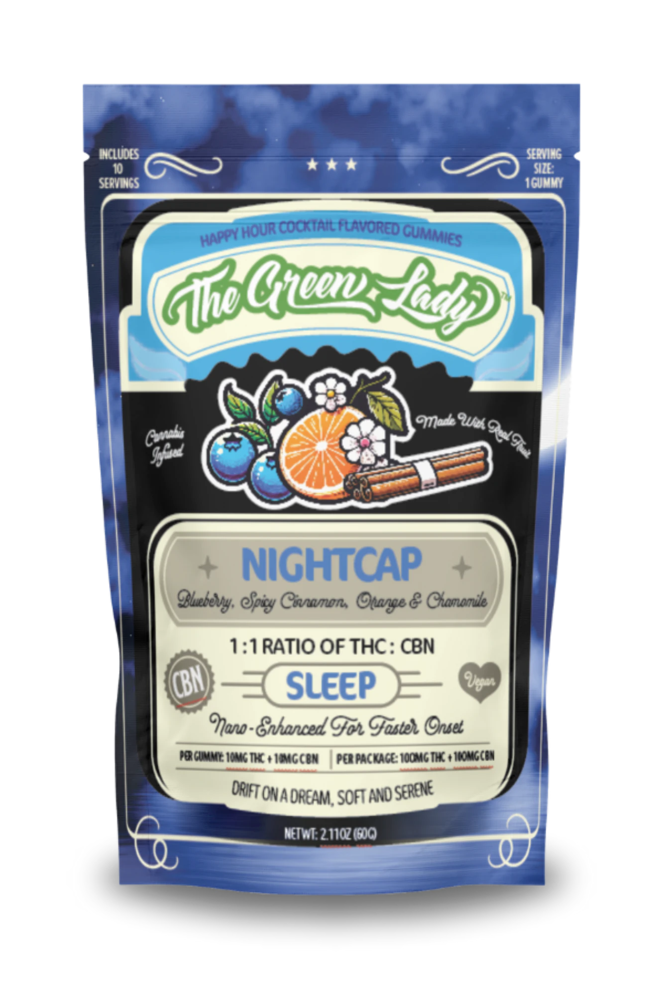 The Green Lady - The Green Lady - Nightcap (Sleep) - Gummy - 10 x 10mg Main Image