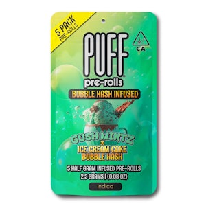 PUFF - PUFF Gush Mintz x Ice Cream Cake Bubble Hash Infused 5-Pack Pre-Roll 2.5g