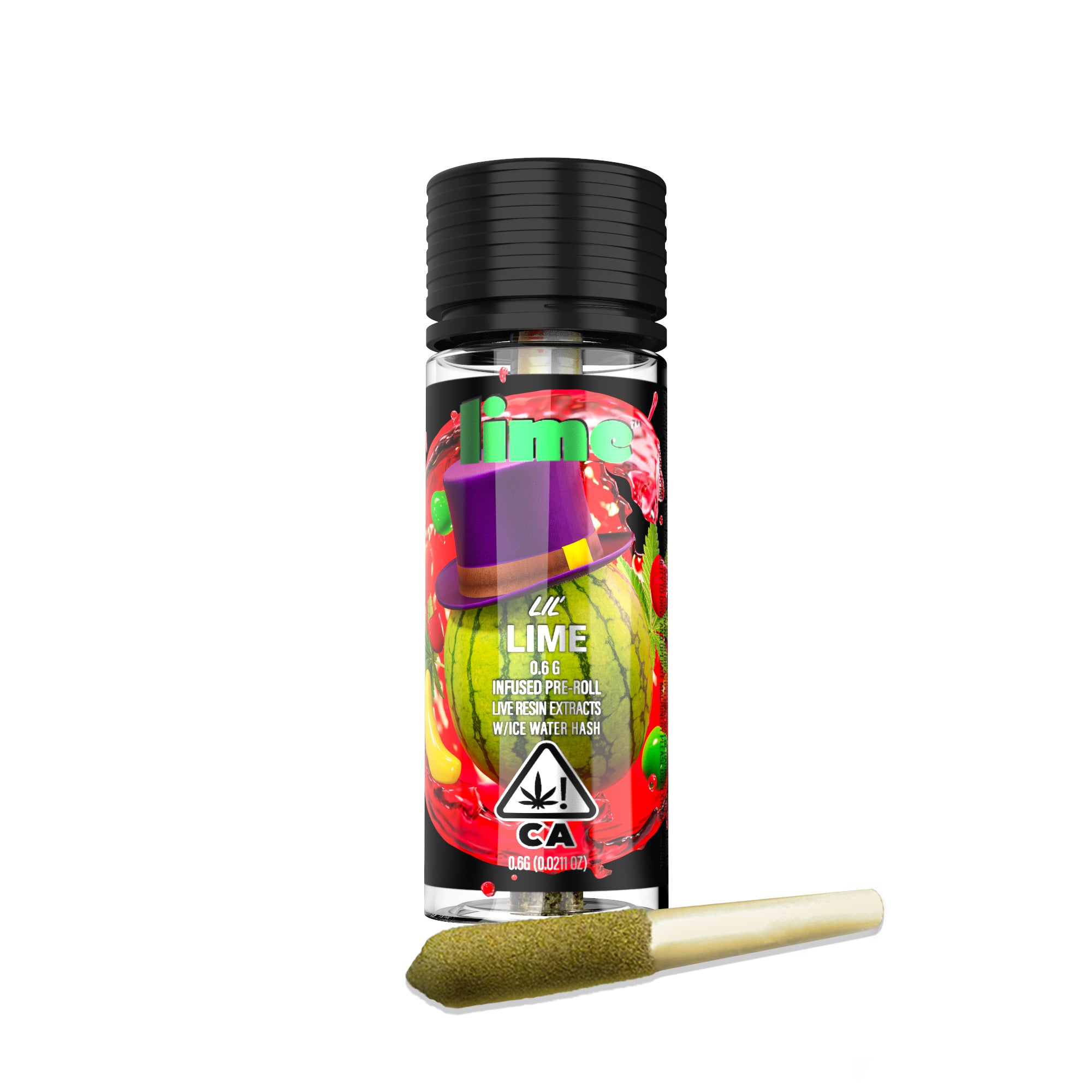 Lime Watermelon Runts Diamond & Hash Infused Lil' Limes Mini Pre-Roll 0.6g