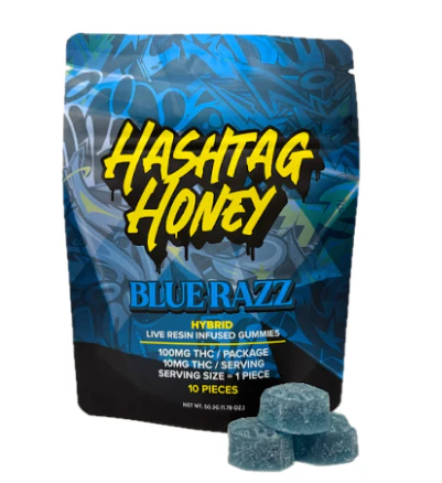 Hashtag Honey - BLUE RAZZ LIVE RESIN GUMMIES - HASHTAG HONEY - 100mg Main Image