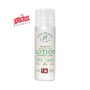HIGH DESERT PURE - Ginger Lime Clinical Strength Lotion, 1:1:1 THC:CBD:CBG