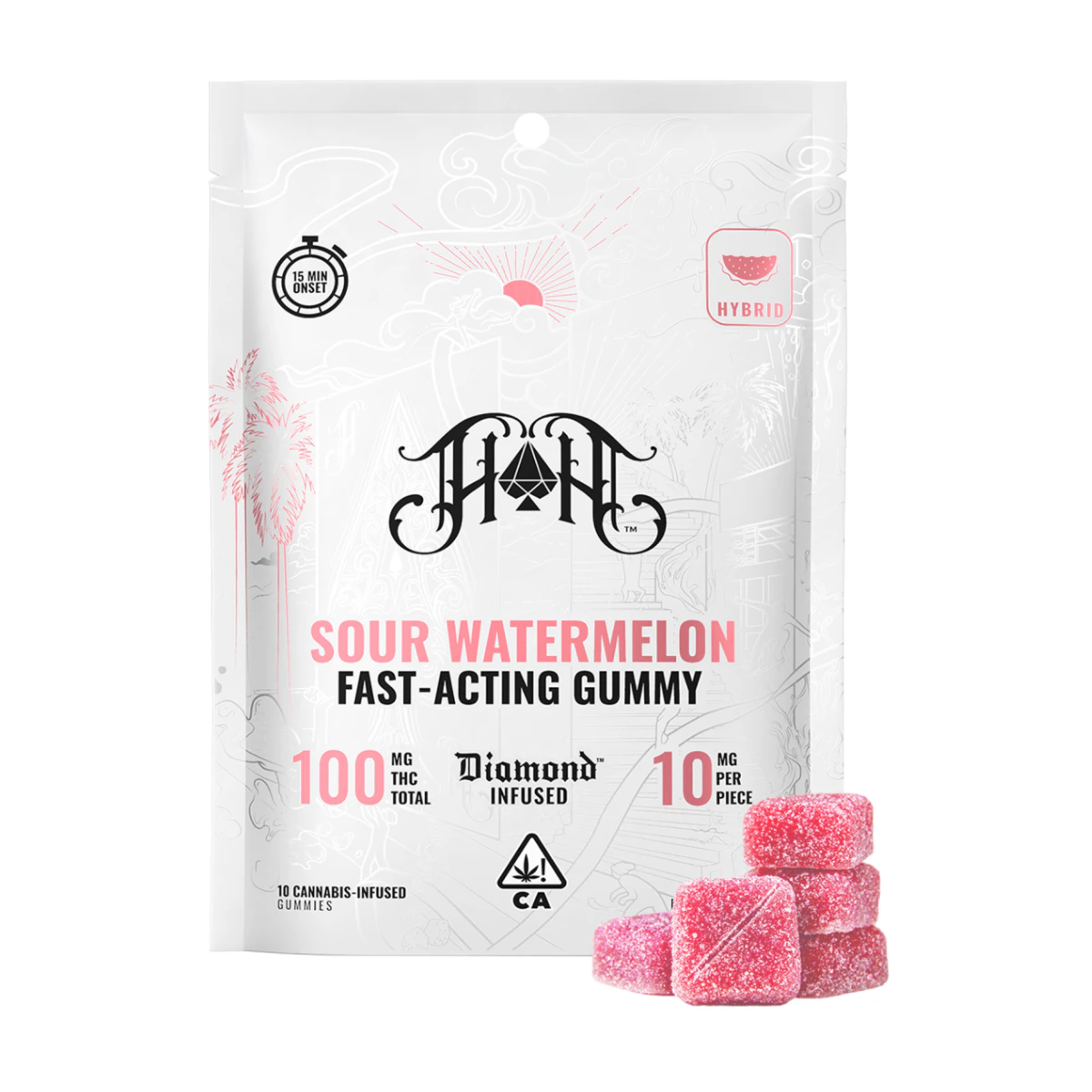 Heavy Hitters - Sour Watermelon (H) | Fast Acting Diamond Infused Gummies | Heavy Hitters Main Image