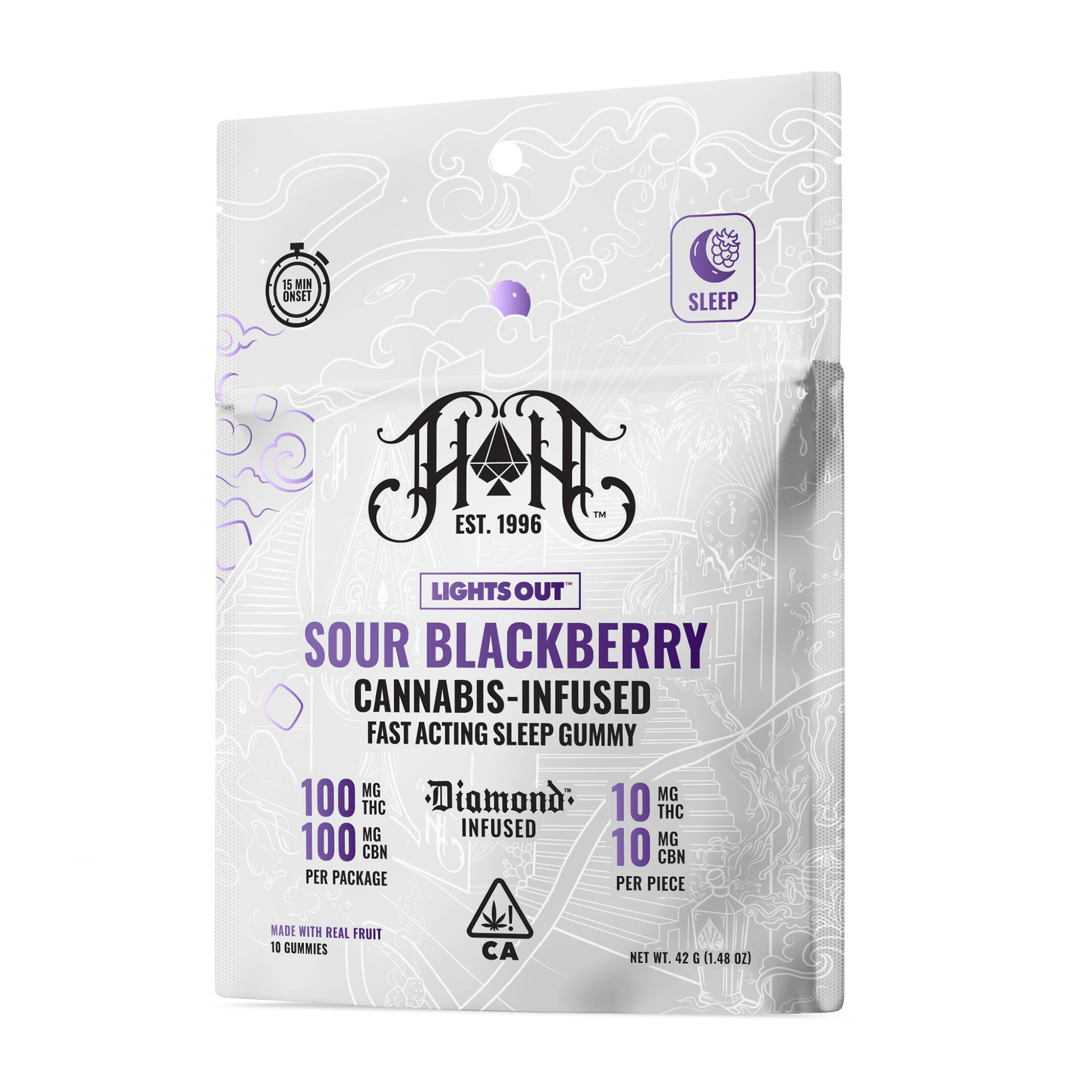 Heavy Hitters - Heavy Hitters | Fast Acting Gummies | Lights Out | Sour Blackberry | 100mg Main Image