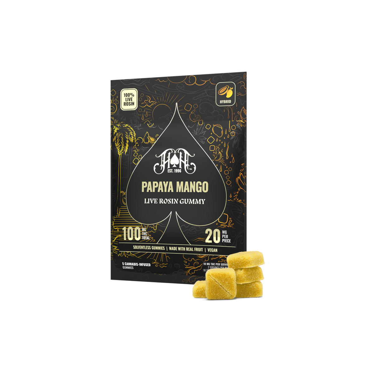 Papaya Mango (Live Rosin) 5pk Gummies - 100mg - Edible