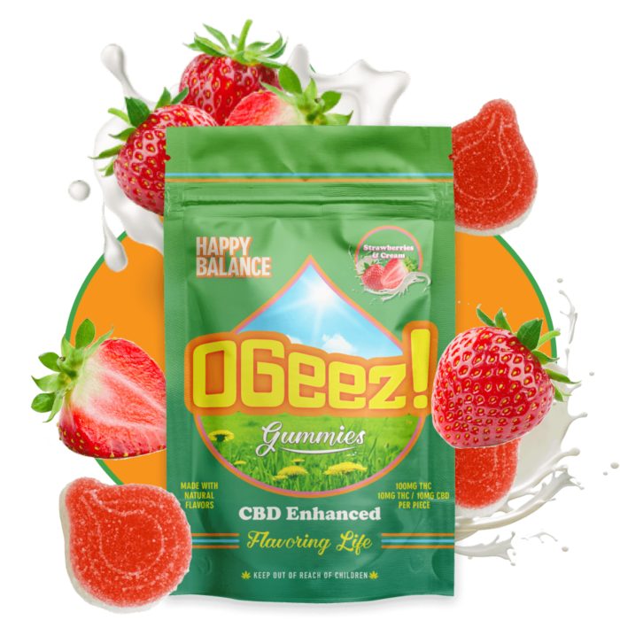 [REC] OGeez | Happy Balance Strawberries & Cream 1:1 THC:CBD | 100mg/10pk