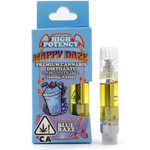 Happy Daze - Blue Razz 1g Distillate Cart - Happy Daze