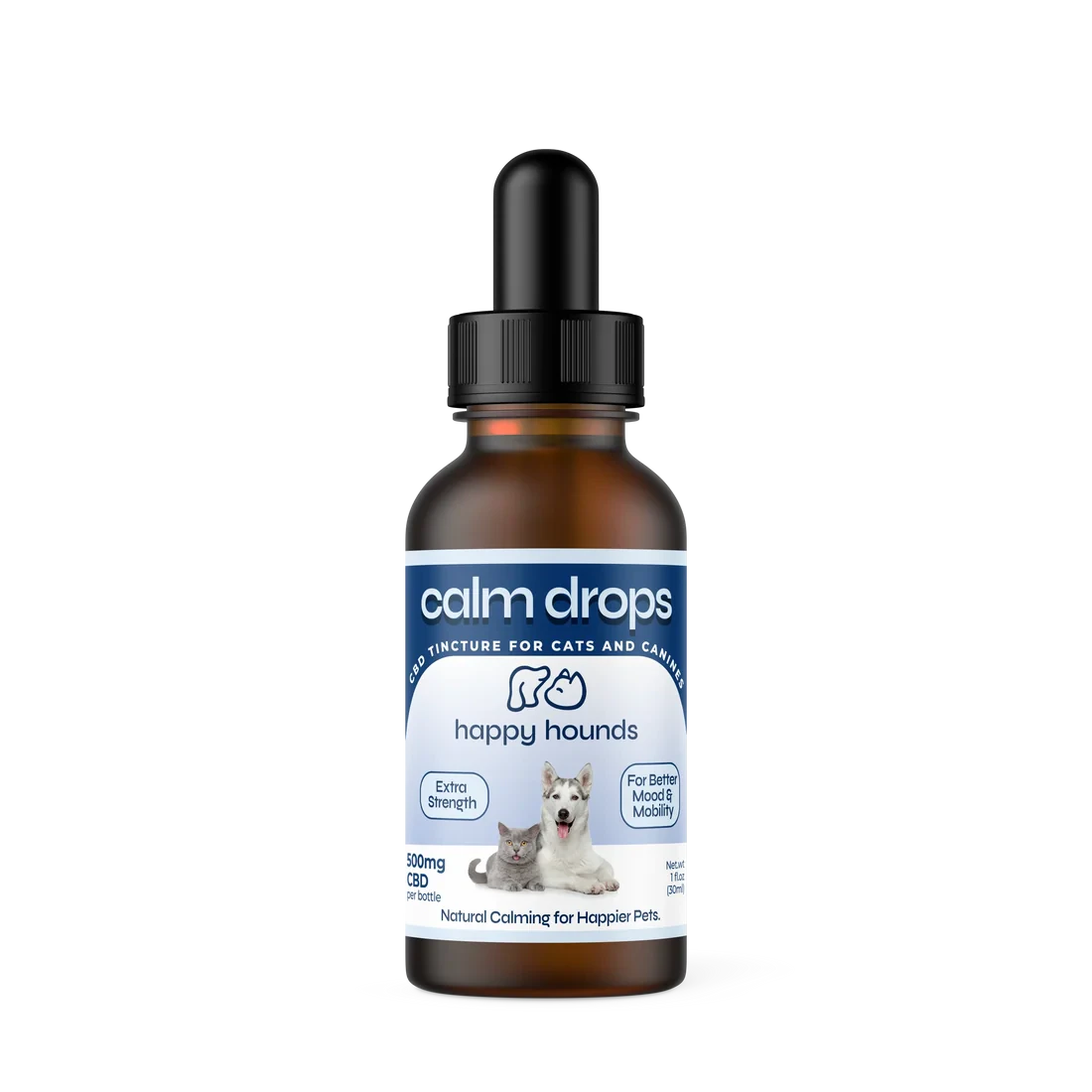HAPPY HOUNDS - Calm Drops | 500mg CBD Oil Drops for Dogs Main Image