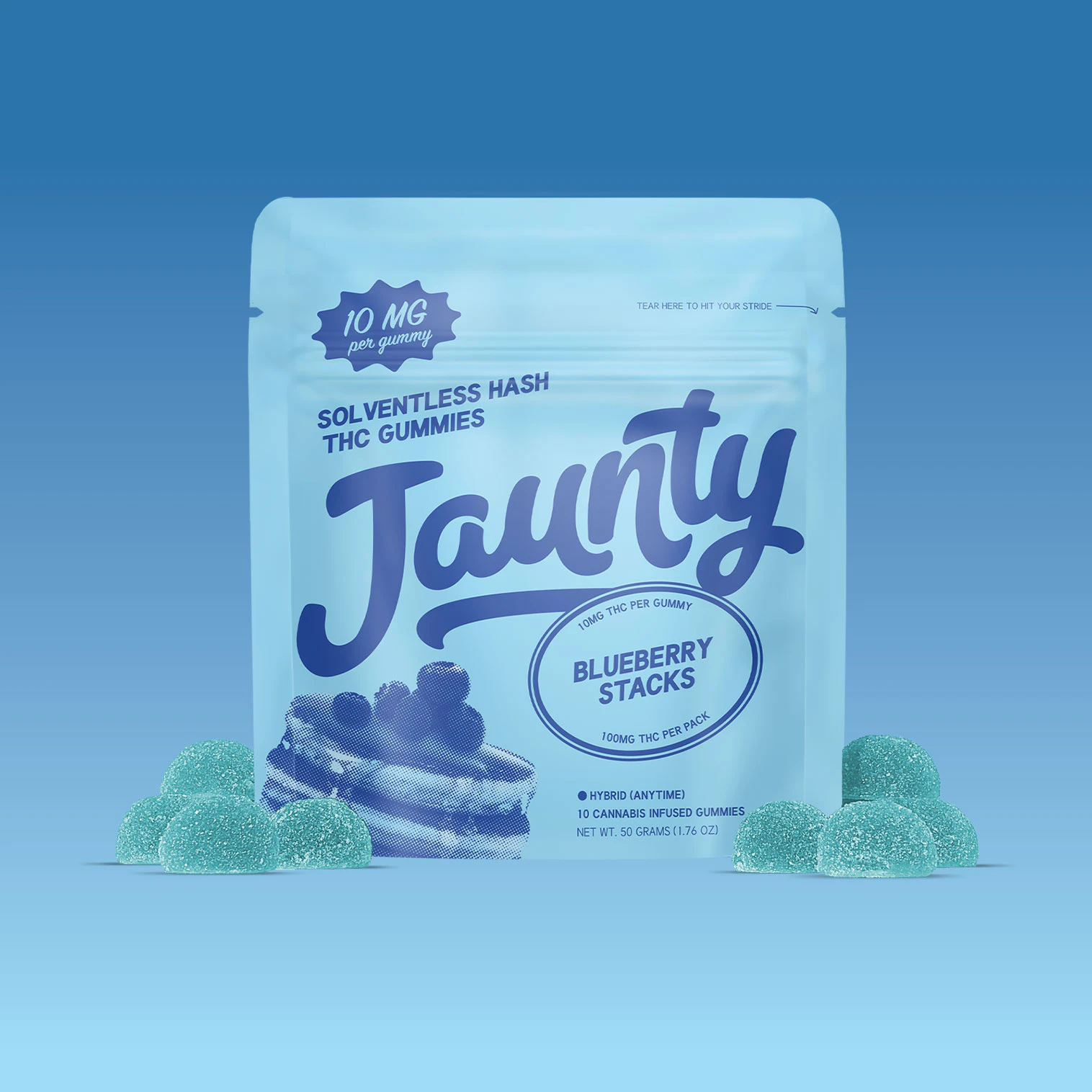 Jaunty - Jaunty - Blueberry Stacks - Hash - 10mg THC x 10ct - 100mg THC - Edibles Main Image