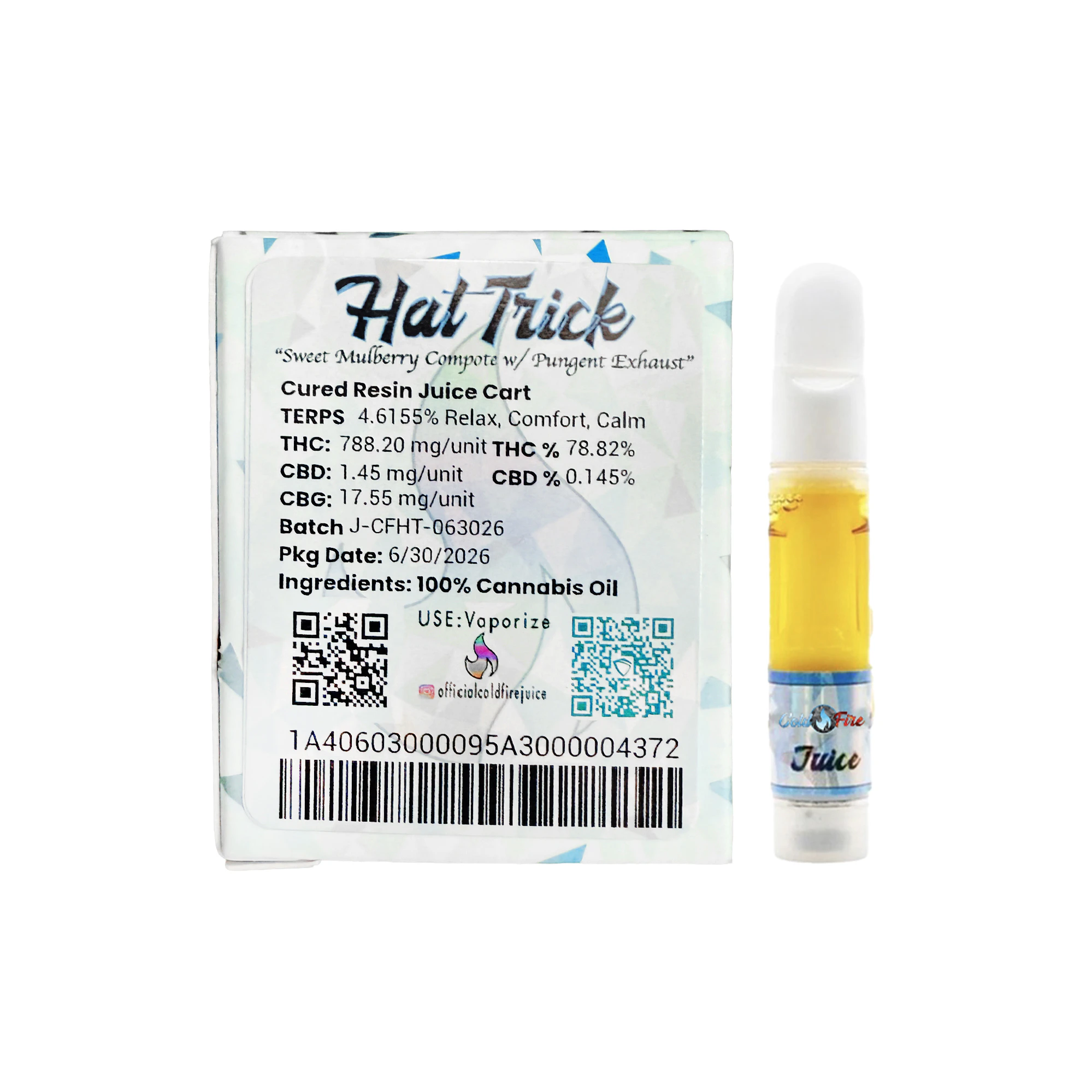COLD FIRE - ColdFire Hat Trick Cured Resin Juice Cartridge 1.0g Main Image