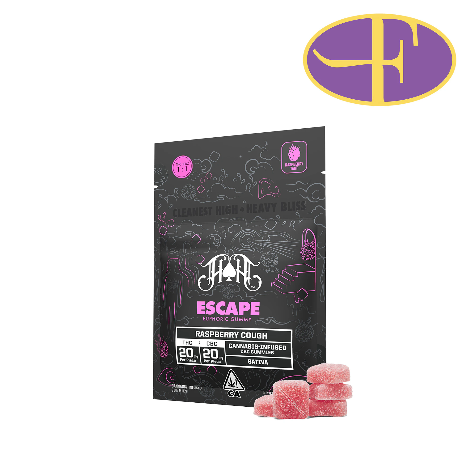 Heavy Hitters - Raspberry Cough CBC Escape Bliss Gummies Main Image