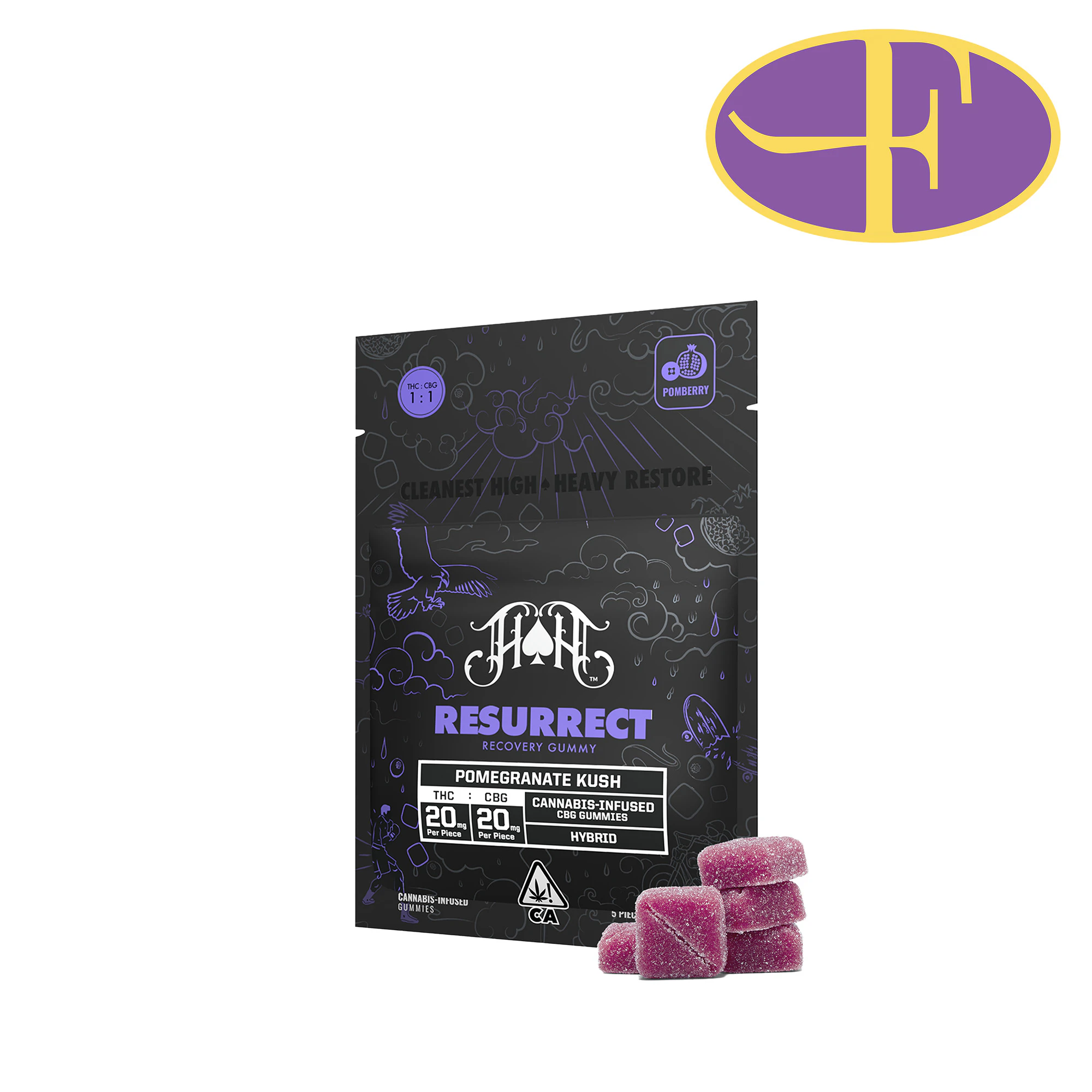 Heavy Hitters - Pomegranate Kush CBG Resurrect Recovery Gummies Main Image