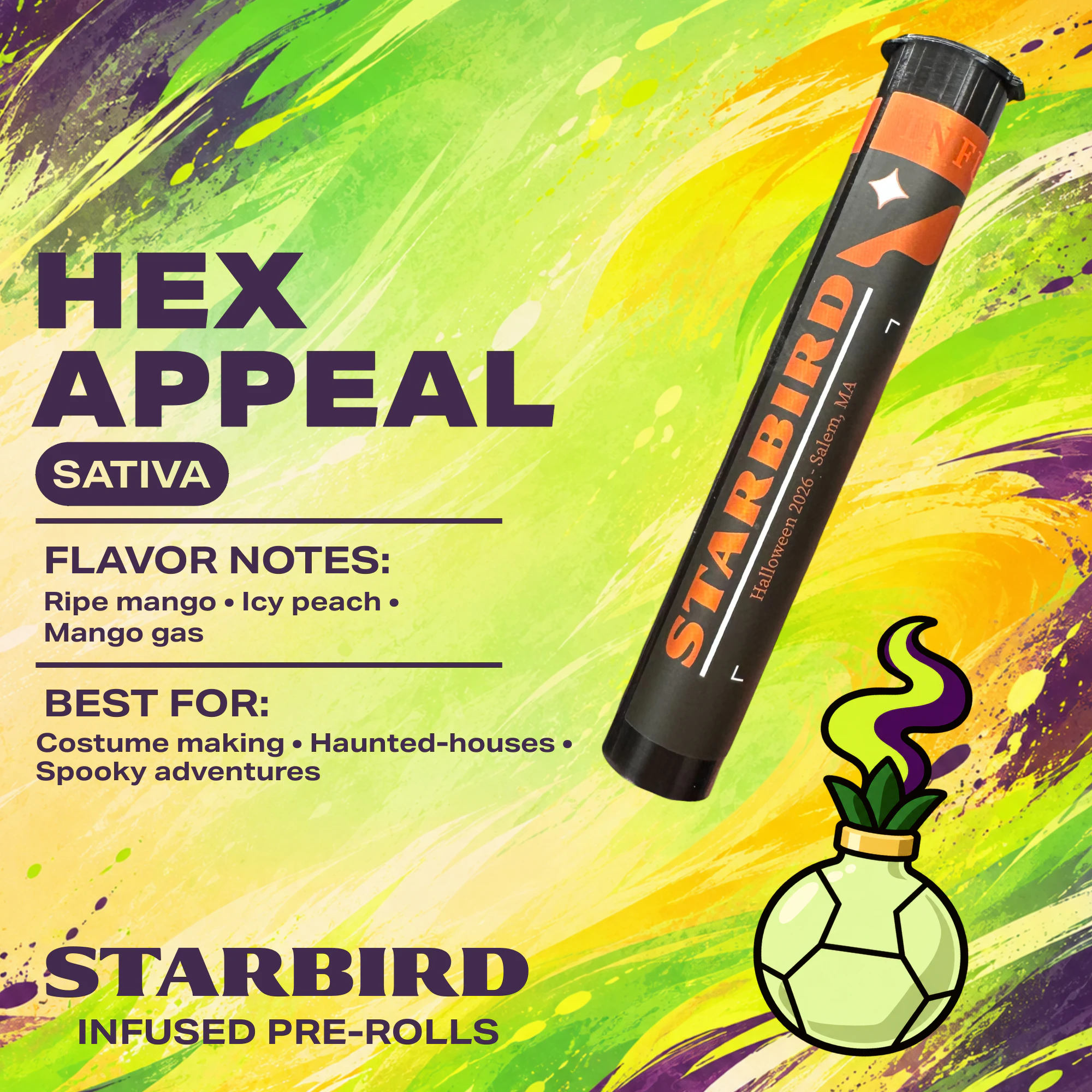 Starbird - Hex Appeal - 1g Halloween Infused Preroll - Starbird Cannabis Main Image