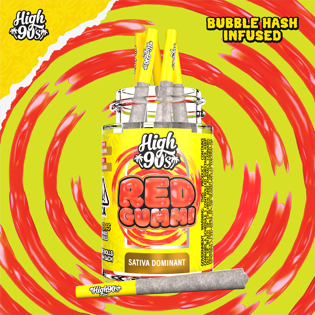 HIGH 90s - High 90's - 5pk Bubble Hash Prerolls - Red Gummi Main Image