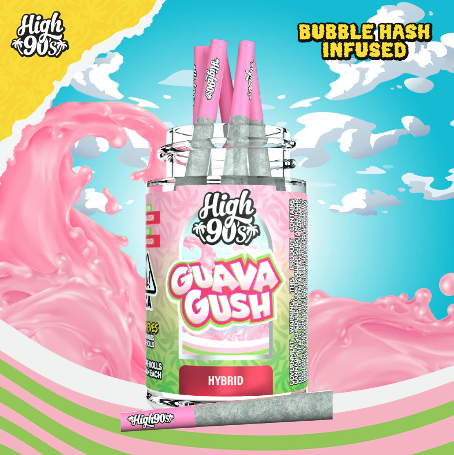 HIGH 90s - High 90's Hash Infused 5pk Prerolls 2.5g Guava Gush Main Image