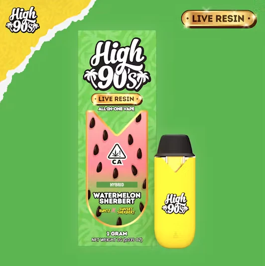 HIGH 90s - High 90's Live Resin All In One 1g Watermelon Sherbert Main Image
