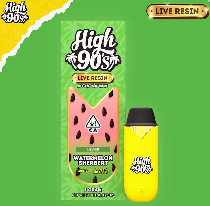 HIGH 90s - High 90's Live Resin All In One 1g Watermelon Sherbert Main Image